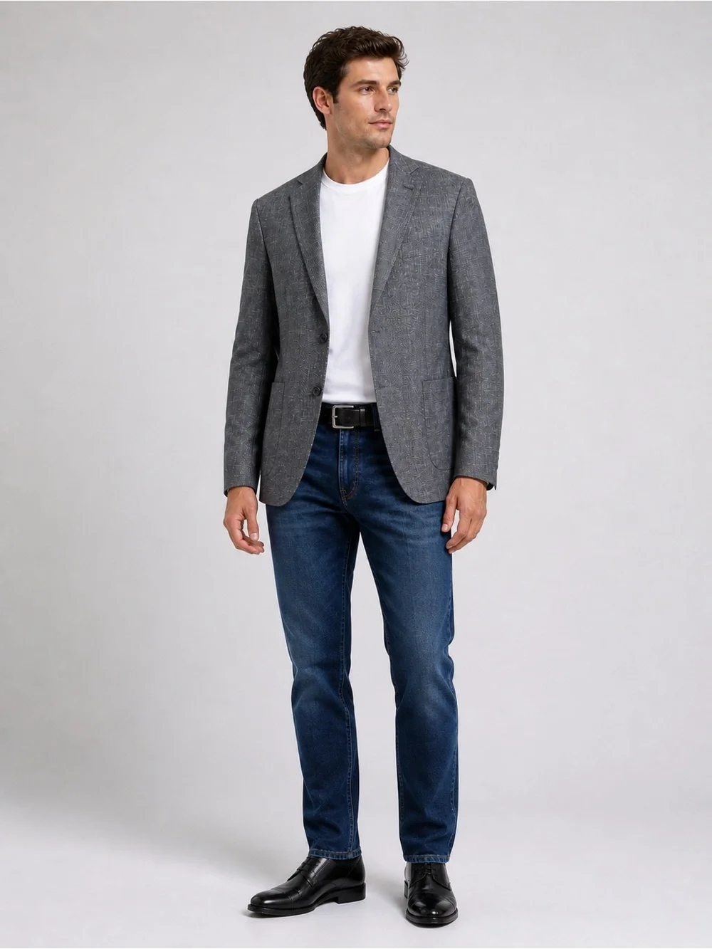 Nordstrom Men's Shop Gray Wool Silk Linen Blazer Sport Coat 44R